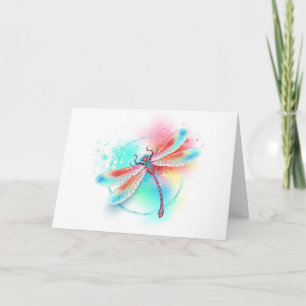 Convite libélula vermelha sobre fundo de aquarela