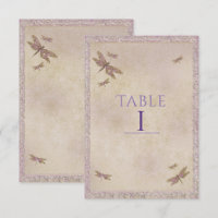 Libélulas Roxo e Dourado Número da Mesa