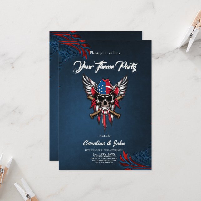 Convite Liberdade selvagem, crânio americano com morcegos  (Frente/Verso In Situ)