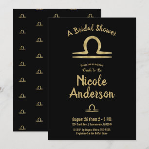 Convite LIBRA Ásterói Dourado Astrólogia Chá de Noiva de O