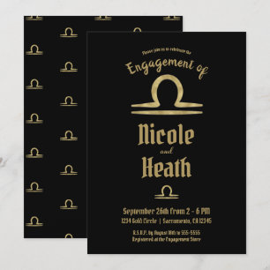 Convite LIBRA Astrologia Zodiacal do Ouro noivado de Outon