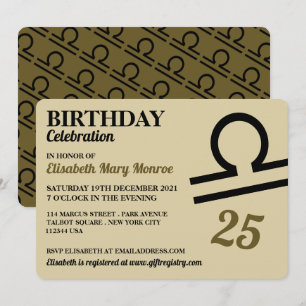 Convite Libra, The Scales, Sinal de Estrela Zodíaca, Aniv