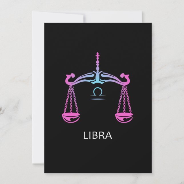 Convite Libra Zodiac - Sinal Balanceador Design Aniversári (Frente)