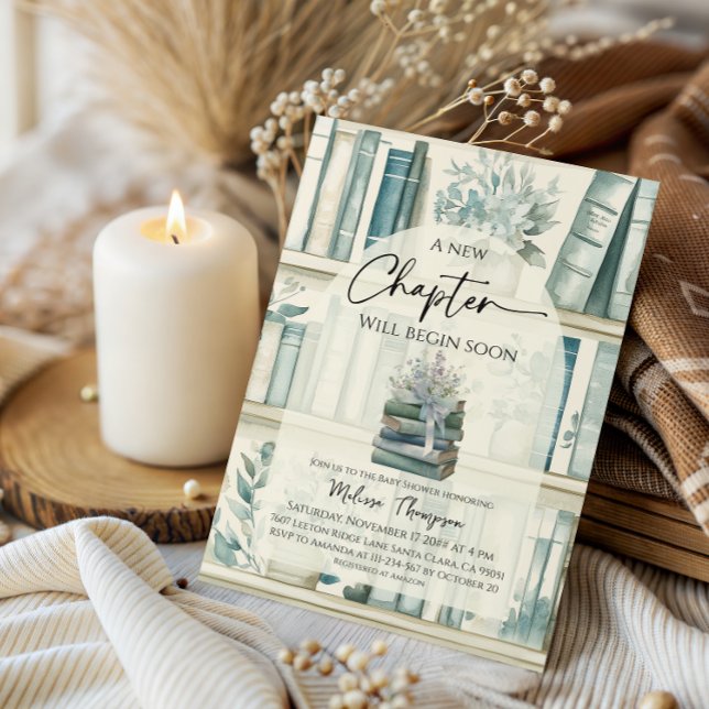 Convite Library New Chapter Blue Boy Book Baby Shower (Criador carregado)