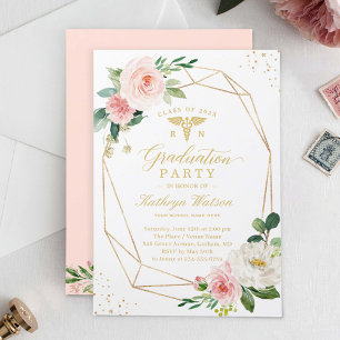 Convite Licenciatura Geométrica Floral Elegante da Faculd