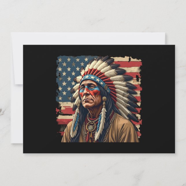 Convite Líder Indiano Patriótico Americano (Frente)