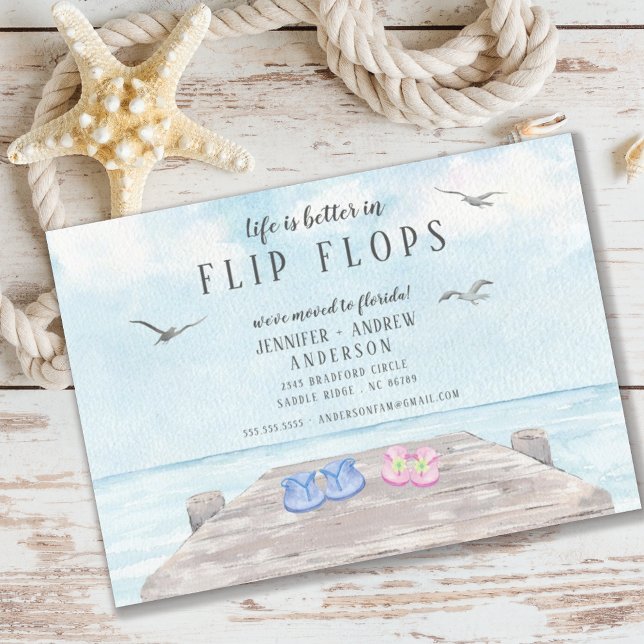 Convite Life Is Better In Flip Flops Moving Announcement (Criador carregado)