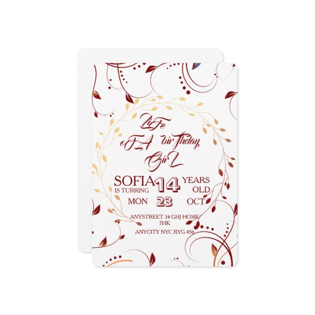 Convite Life of a Birthday, Girl Invitation Digital, Showg (Frente/Verso In Situ)