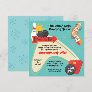 Convite Liga de Equipe de Boliche Retrô Festa