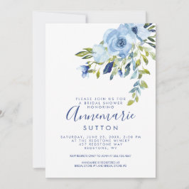 Convite Light Blue and Navy Floral Bridal Shower |