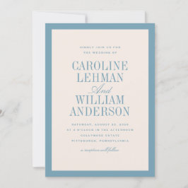 Convite Light Blue Classic Elegant Wedding Invitation