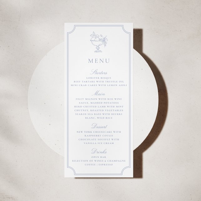 Convite Light Blue Double Frame Wedding Menu (Criador carregado)