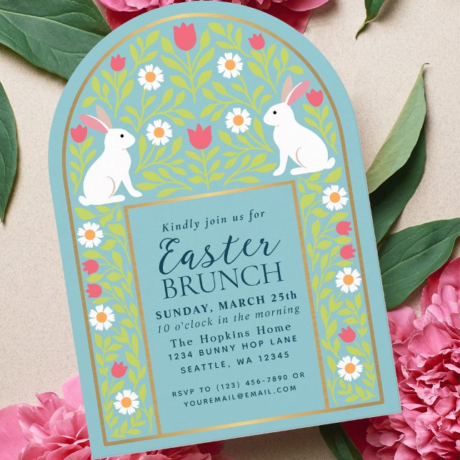 Convite Light Blue Folk Art Easter Brunch Arch Invitation (Criador carregado)