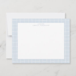 Convite Light Blue Grid Frame Note Card