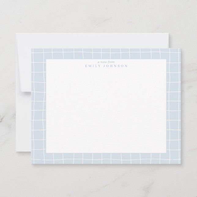 Convite Light Blue Grid Frame Note Card (Frente)