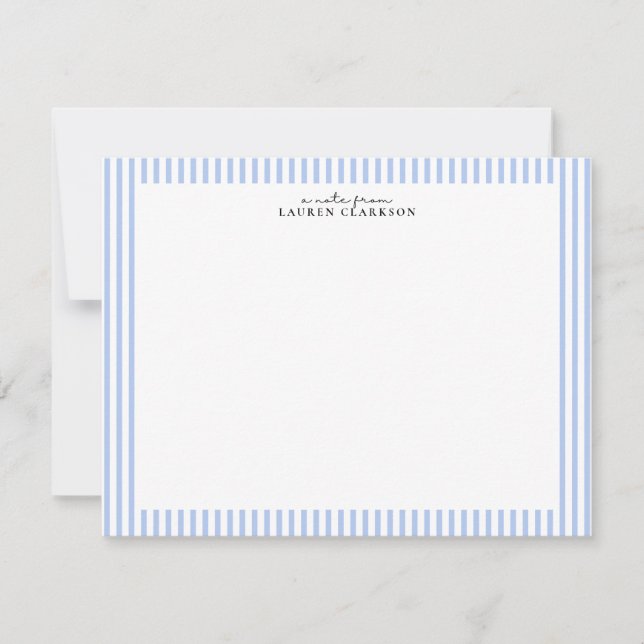 Convite Light Blue Stripe Border Note Card (Frente)