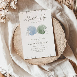 Convite Light Green Blue Huddle Up Twin Boys Baby Shower