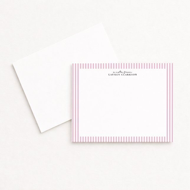 Convite Light Pink Stripe Border Note Card (Criador carregado)