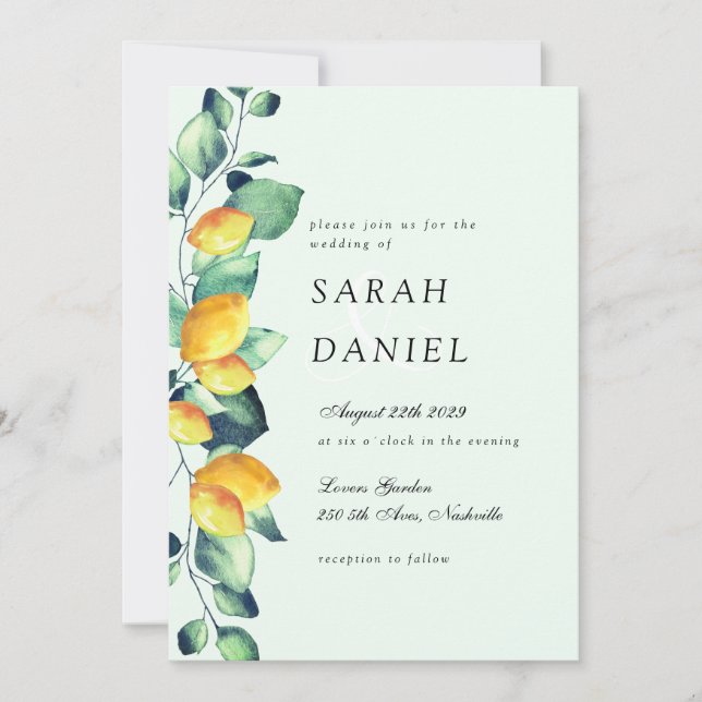 Convite Lightgreen para Casamento da Toscana (Frente)