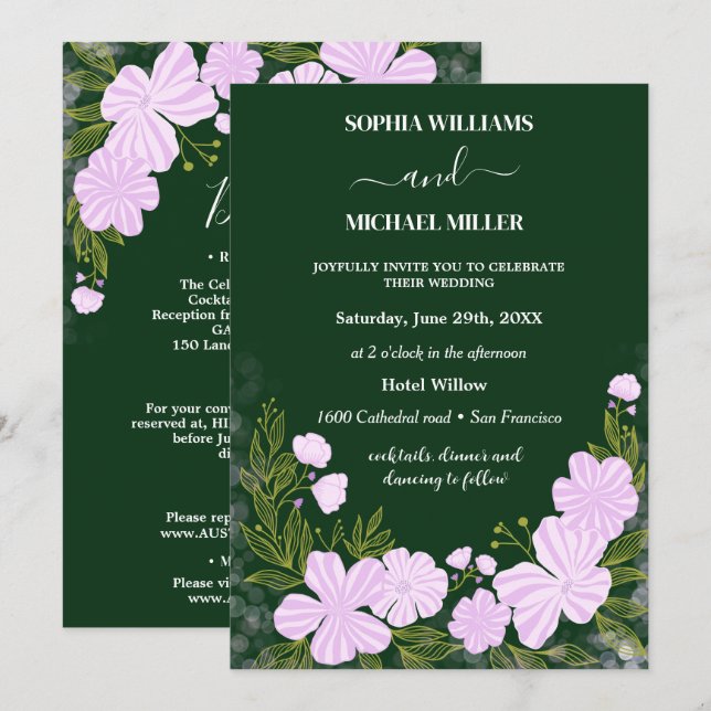 Convite Lights Flowers Wedding  (Frente/Verso)