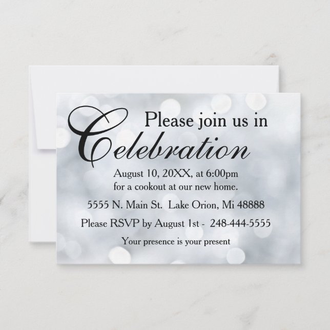 Convite Lights Snow Glitter Sparkles Reception Invitation (Frente)