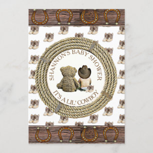 Convite Lil' Cowboy Country and Western Chá de fraldas