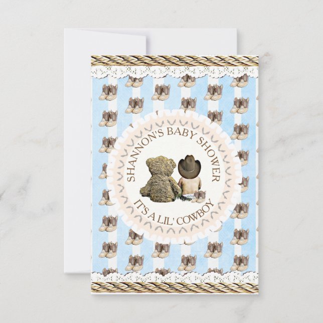 Convite Lil' Cowboy Country and Western Chá de fraldas (Frente)
