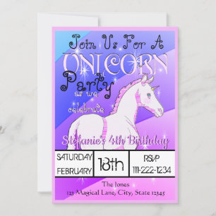 Convite Lil Pink Palomino Unicorn (aniversário arco-íris)