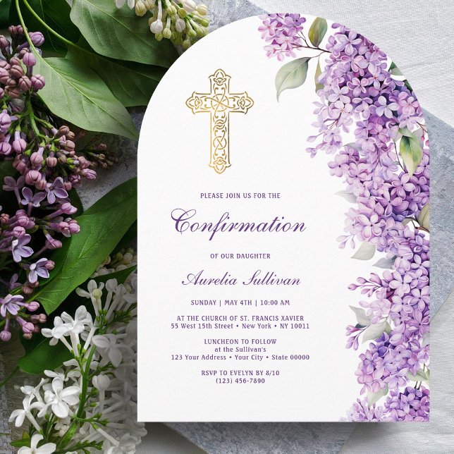 Convite Lilac Arch Confirmation (Criador carregado)