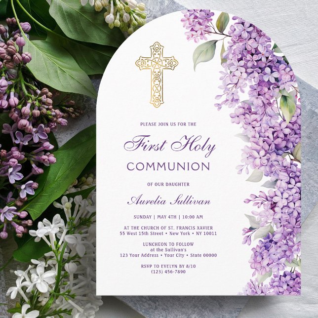 Convite Lilac Arch First Communion Invitation (Criador carregado)