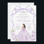 Convite Lilac Arco princesa prata quinceañera<br><div class="desc">EDITABLE Lilac Purple Arco Princesa Prata Silver Crown Quinceañera Convite À Imagem Elegante Lilac Purple Floral Princesa Dresses Quinceañera Rapariga De Aniversário Convide Silver Crown Mis Quince Anos Festa de aniversário</div>