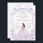 Convite Lilac Arco princesa prata quinceañera<br><div class="desc">EDITABLE Lilac Purple Arco Princesa Prata Silver Crown Quinceañera Convite À Imagem Elegante Lilac Purple Floral Princesa Dresses Quinceañera Rapariga De Aniversário Convide Silver Crown Mis Quince Anos Festa de aniversário</div>