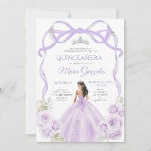 Convite Lilac Arco princesa prata quinceañera