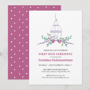Convite Lilac Bird Cage, 1º Arroz Annaprashan