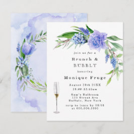 Convite Lilac Blue Hyacinth Peony Brunch e Bubbles Invites