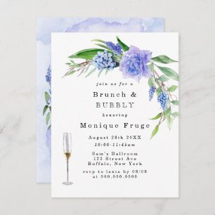 Convite Lilac Blue Hyacinth Peony Brunch e Bubbles Invites