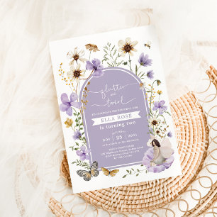Convite Lilac Boho Fairy Selvagem Mudada Aniversário