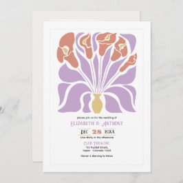Convite Lilac & Clay Rose Abstract Floral Boho Wedding