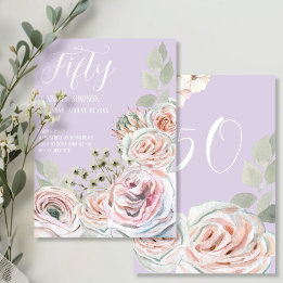 Convite Lilac Delicate watercolor flor palepink Aniversári