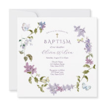 Convite Lilac e Butterflies Baptism