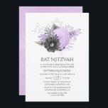 Convite Lilac e Carvão Floral Bat Mitzvah<br><div class="desc">Pastel lilac e cinzas de carvão vegetal,  flutuante cor de água,  bat mitzvah convites projetados para serem rápida e facilmente personalizados de acordo com as especificações de seu evento.</div>