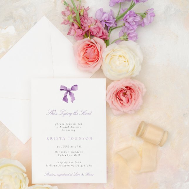 Convite Lilac Ela é Chá de panela de Arco Casando (Criador carregado)