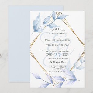 Convite Lilac emudecido Elegante e Folhagem Azul empoeirad