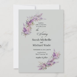 Convite Lilac Floral Wedding Invitation