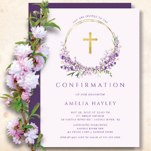 Convite Lilac Flowers Girls First Confirmation