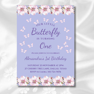 Convite Lilac girando um pequeno primeiro aniversario de b