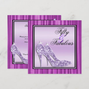 Convite Lilac Glittery Stilettos & Music Fabulous 50