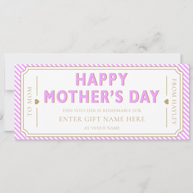 Convite Lilac Happy Mother's Day Gift Voucher Card (Frente)