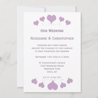 Convite Lilac Hearts Design Wedding