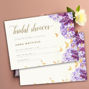 Convite Lilac Hydrangea Boho Bridal Clássica Moderna